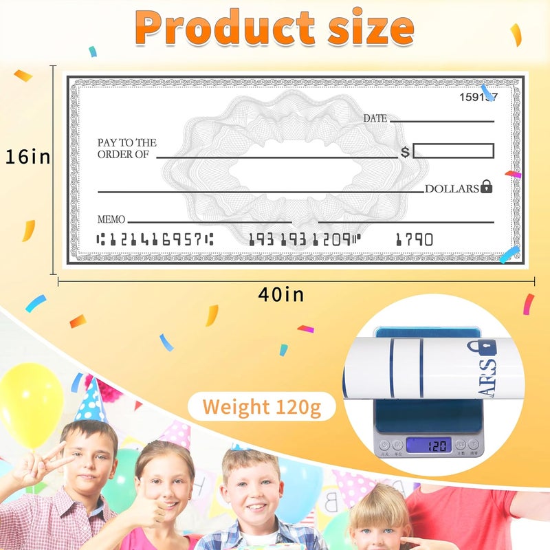 Voccim 40" x 16" Reusable Dry Erase Big Check - Oversized Fake Check for Presentations, Awards, Raffles, Rewards & Celebrations | Durable Cardboard Prize for Endowments & Winners - Image 4